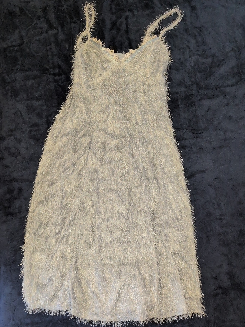 Shimmery Light Blue Fuzzy Slip Dress